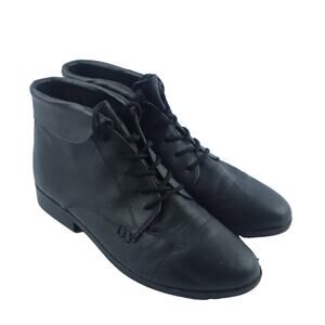 Gloria Vanderbilt GV-Claudette Black Faux Leather Lace-Up Ankle Size 11 R1